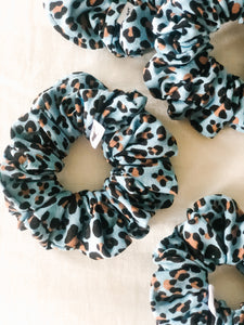 Blue Leopard Scrunchie